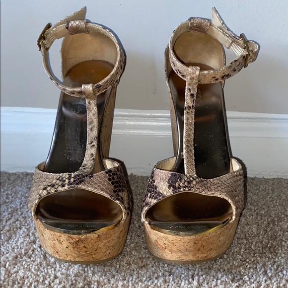 Jimmy ChooSnakeskin Platform Wedge Sandals
